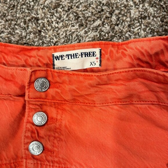 Free People We The Free Denim Dreamweaver Tiered Maxi Skirt Fire Orange - Picture 7 of 8